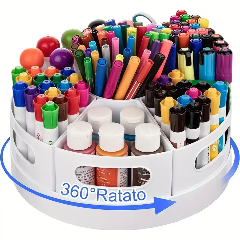 Tech Office Accessories - 360° Rotating Desk Organizer With 7