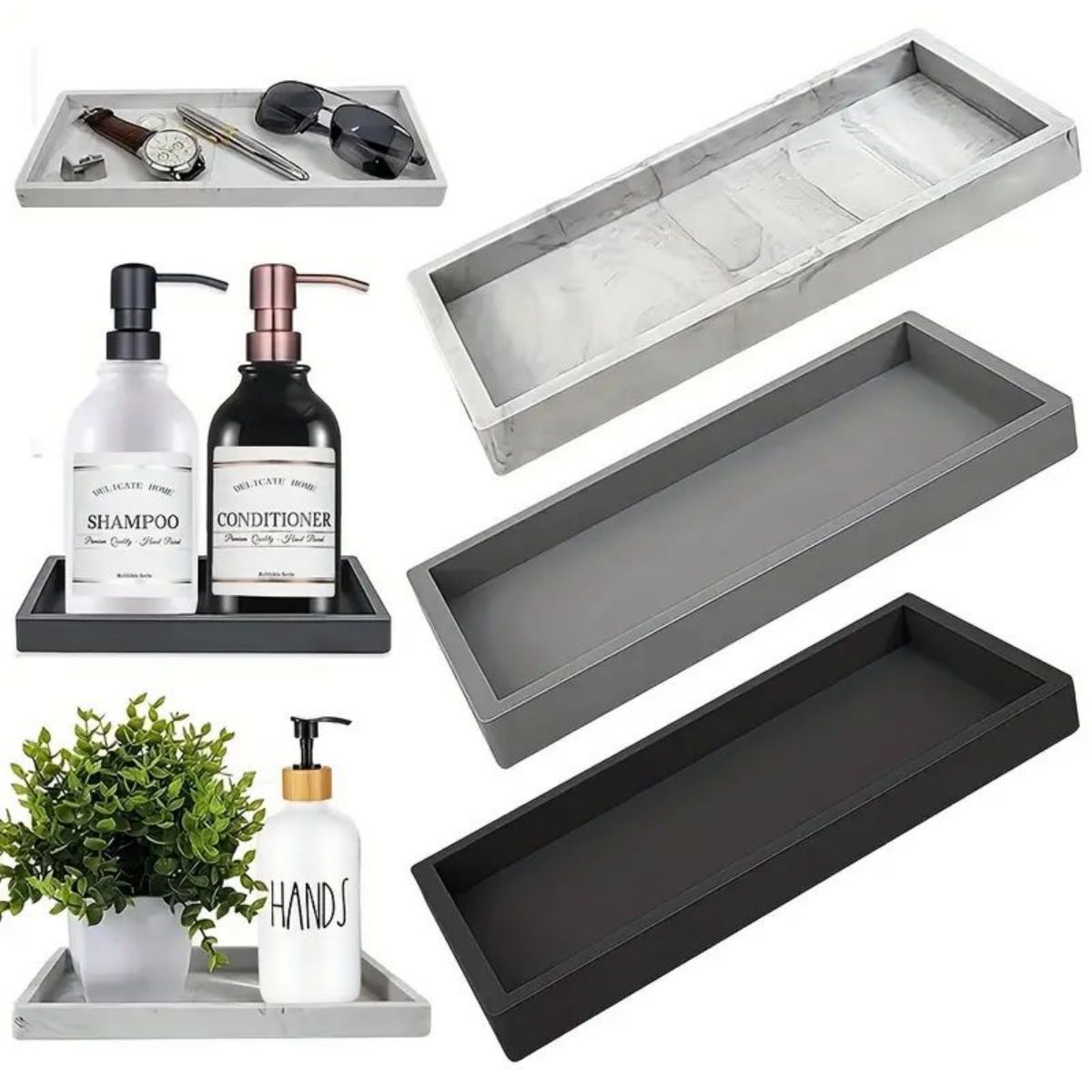Tech Office Accessories - Multi-Purpose Silicone Desk Tray, Bathroom/Office Desktop