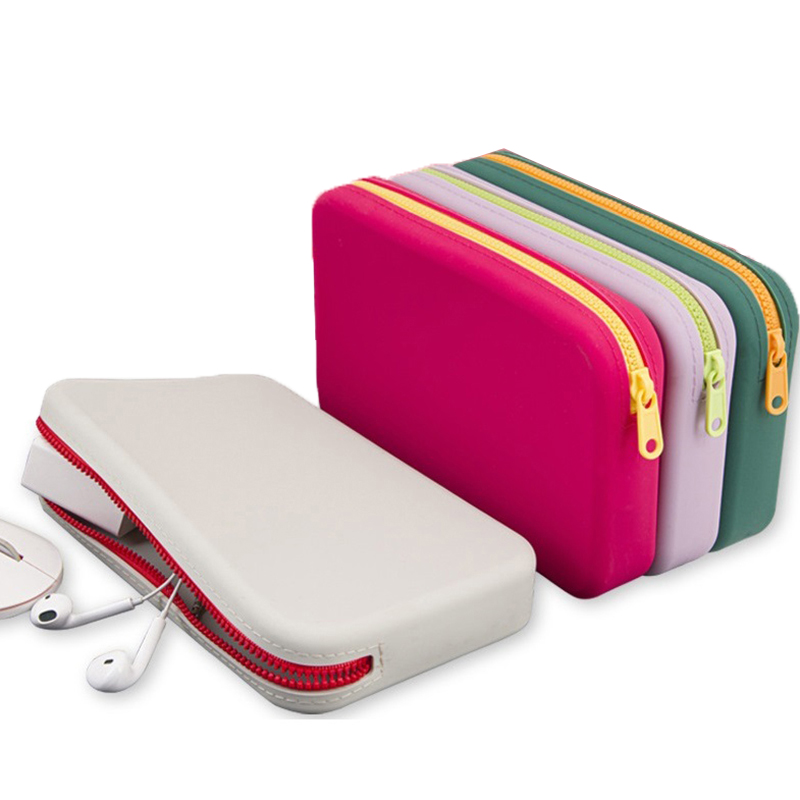 Tech Accessories Kit - Square Silicone Cosmetic Storage Bag Large